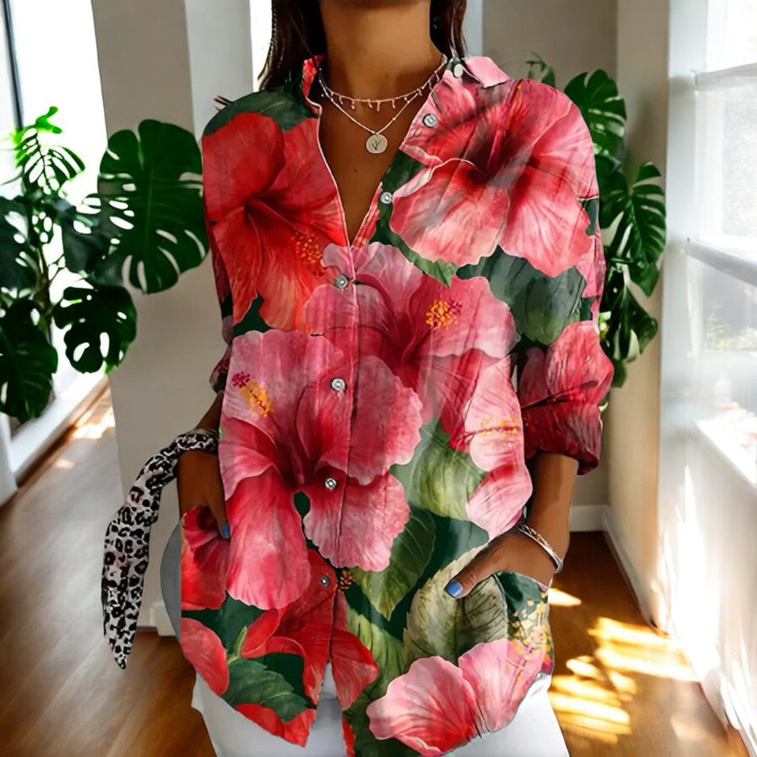 Variant image for Kvinnors Blommig Skjorta Av Andningsbart Tyg Casual Fit-1