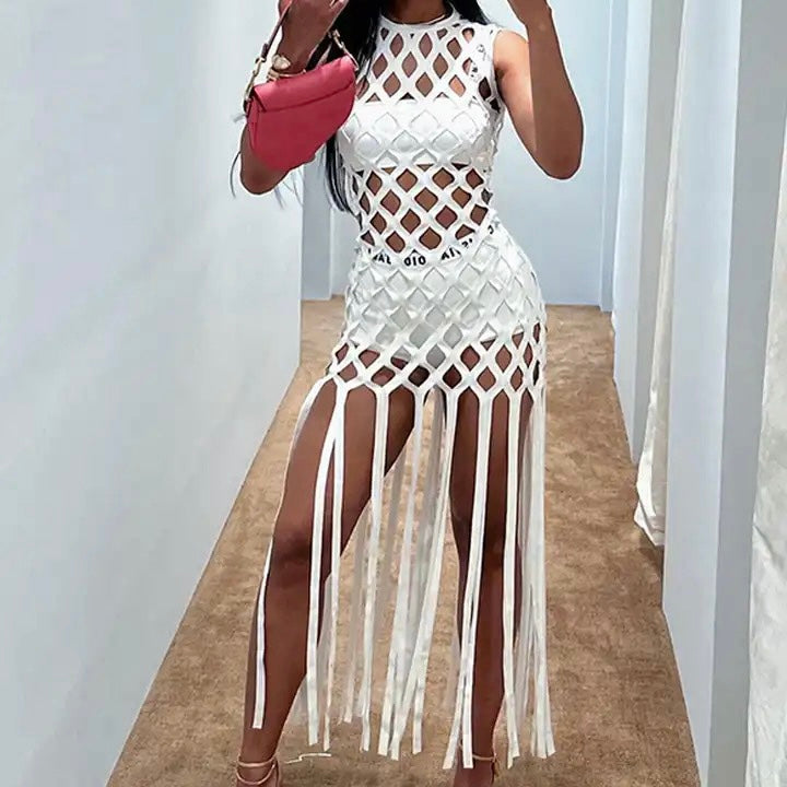 Dam Midiklänning Utdraget Design i Högkvalitativt Tyg-6