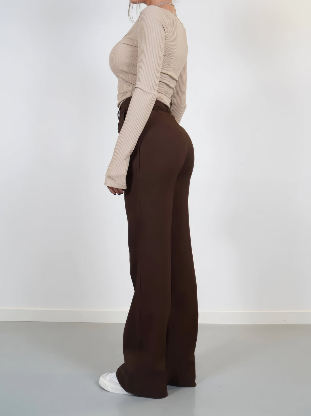 Kvinnors Vardagsbyxor Elastisk Polyester-5