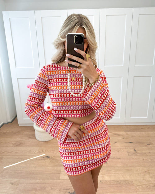 Kvinnors Virkad Skördetopp och Rockuppsättning i Bomull 1