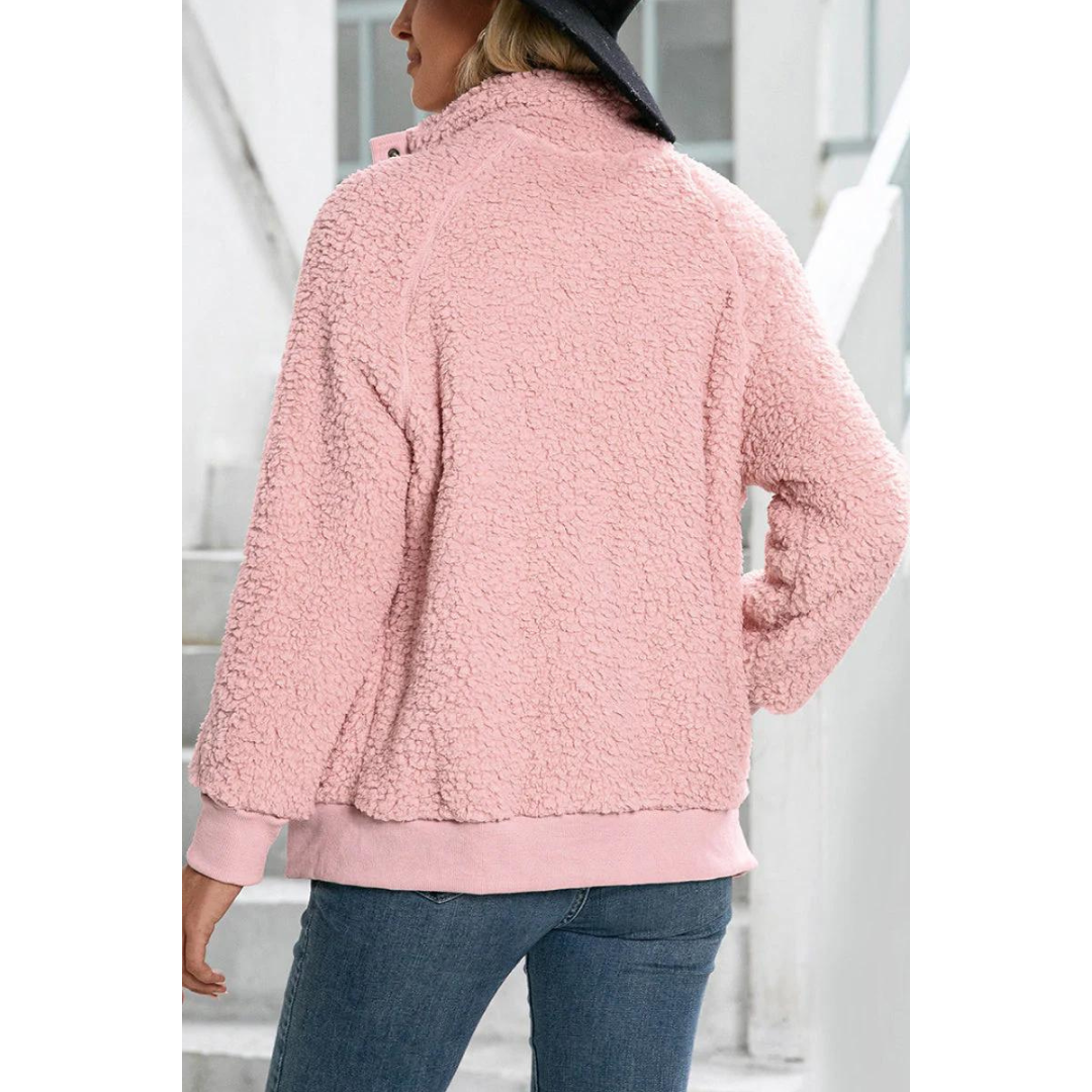 Dam Fleecejacka Vinter Mjuk och Varm Fleece med Knappstängning 2