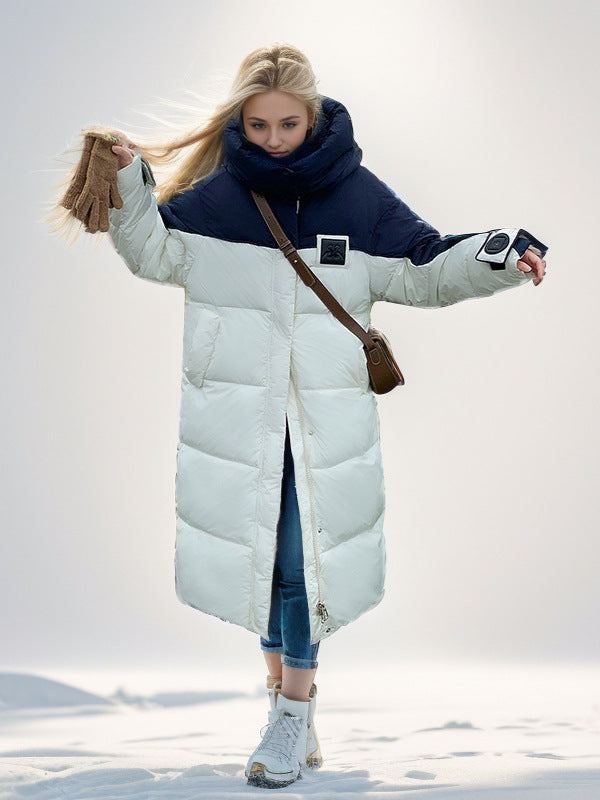 Variant image for Damer Lång Jacka Färgblockdesign Polyester och Ull-12