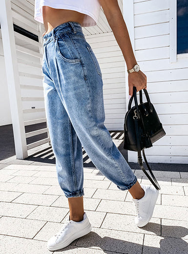 Dam Jeans Hög Midja Lösa Ben Denim-3