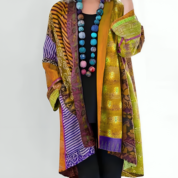 Kofta Dam Elegant Mjuk Material Lång Cardigan-5