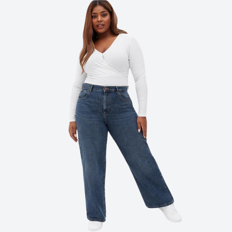 Kvinnors Utsvängda Jeans Elastisk Denim Hög Midja-2