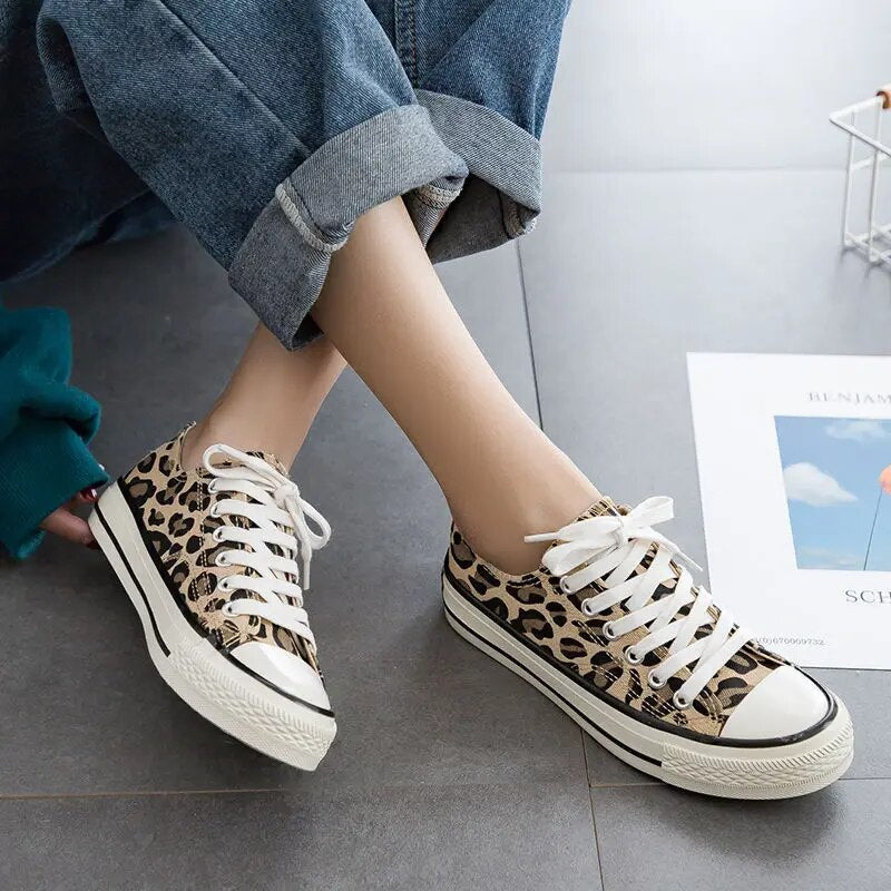 Dam Sneakers Leopardmönster Trendig Design Vadderad Innersula Högkvalitativa Material-2