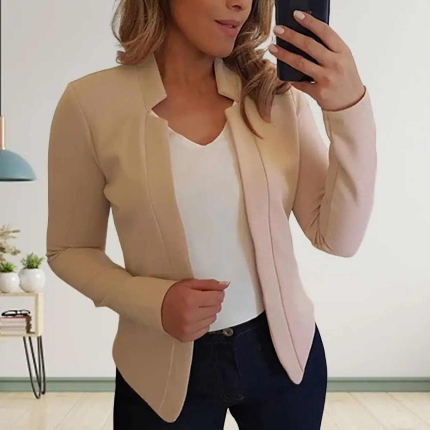 Dam Blazer Skräddarsydd Polyester för Kontorsarbete Elegant Design-2