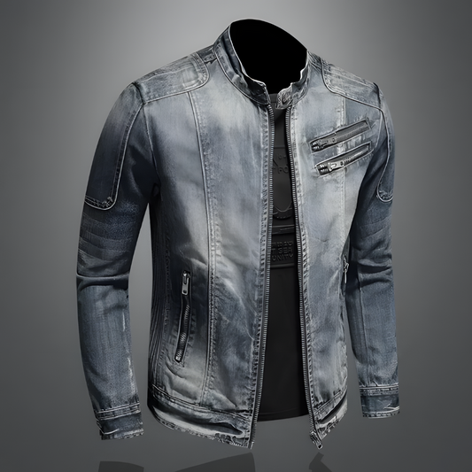 Herr Jeansjacka i Vintage Denim â Slitstark och Avslappnad Passform, S-XXL 1