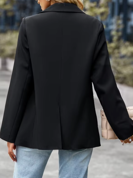 Dam Blazer Lös Passform Polyester för Vardags och Fest 2