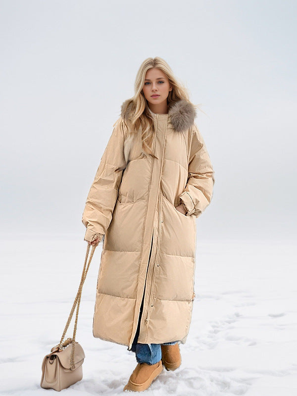 Variant image for Damjacka med Pälskrage i Bomull för Vinter-3