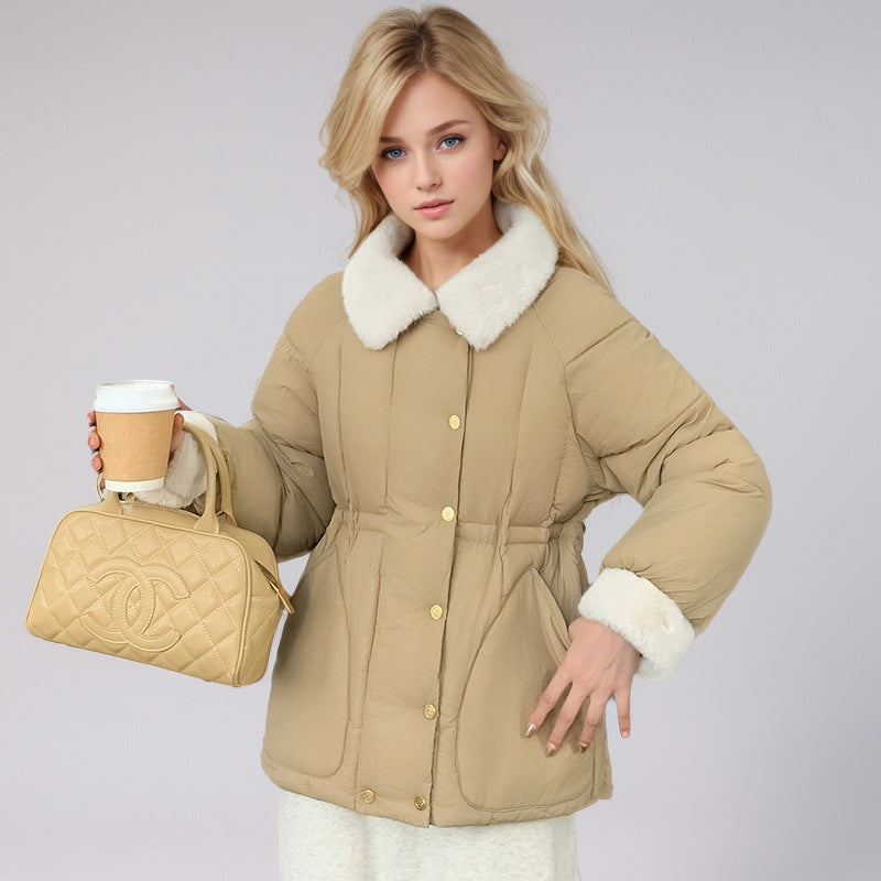 Variant image for Damen-kurze Winterjacke, mit Pelzkragen und Kapuze, aus Polyester-5