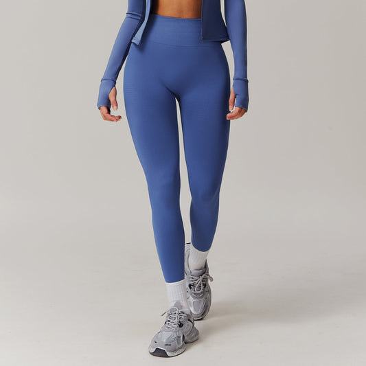 Dam Yogabyxor Hög Midja Ribbad Stretch Nylon Spandex-1