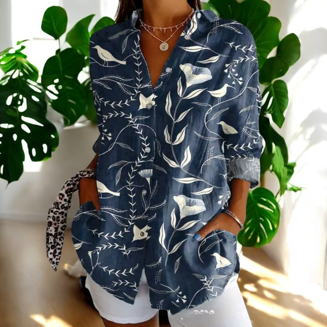 Variant image for Kvinnors Blommig Skjorta Av Andningsbart Tyg Casual Fit-49