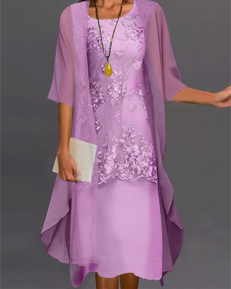 Variant image for Fina Dam Klänningar Två-delad Chiffong Elegant 3/4 Ärmar-13