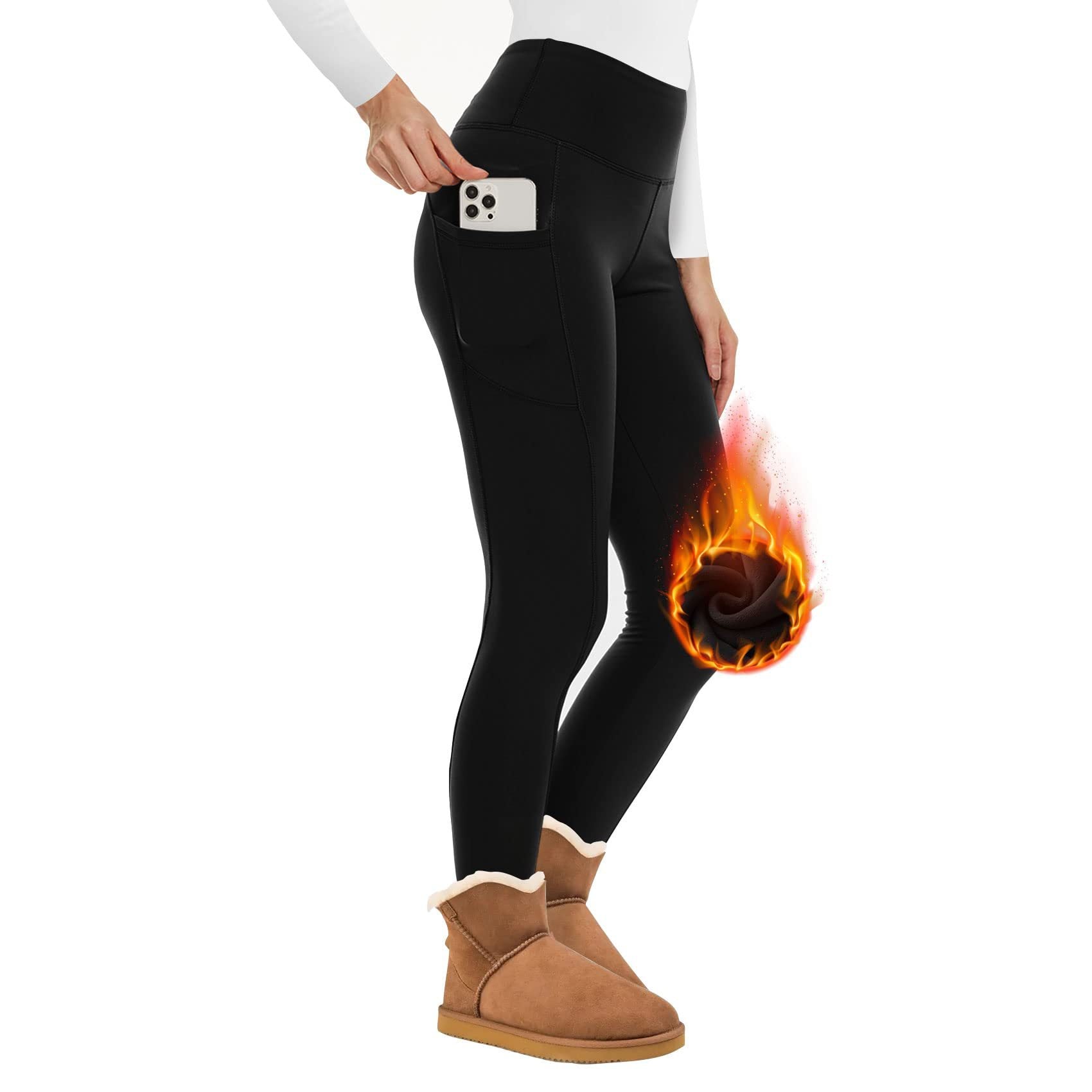 Variant image for Dam Leggings Högmidjade Fleece Polyester och Lammull-1