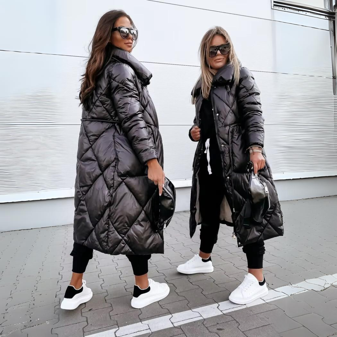 Dam Parkas Längre Elegant Vattenavvisande Polyester-2