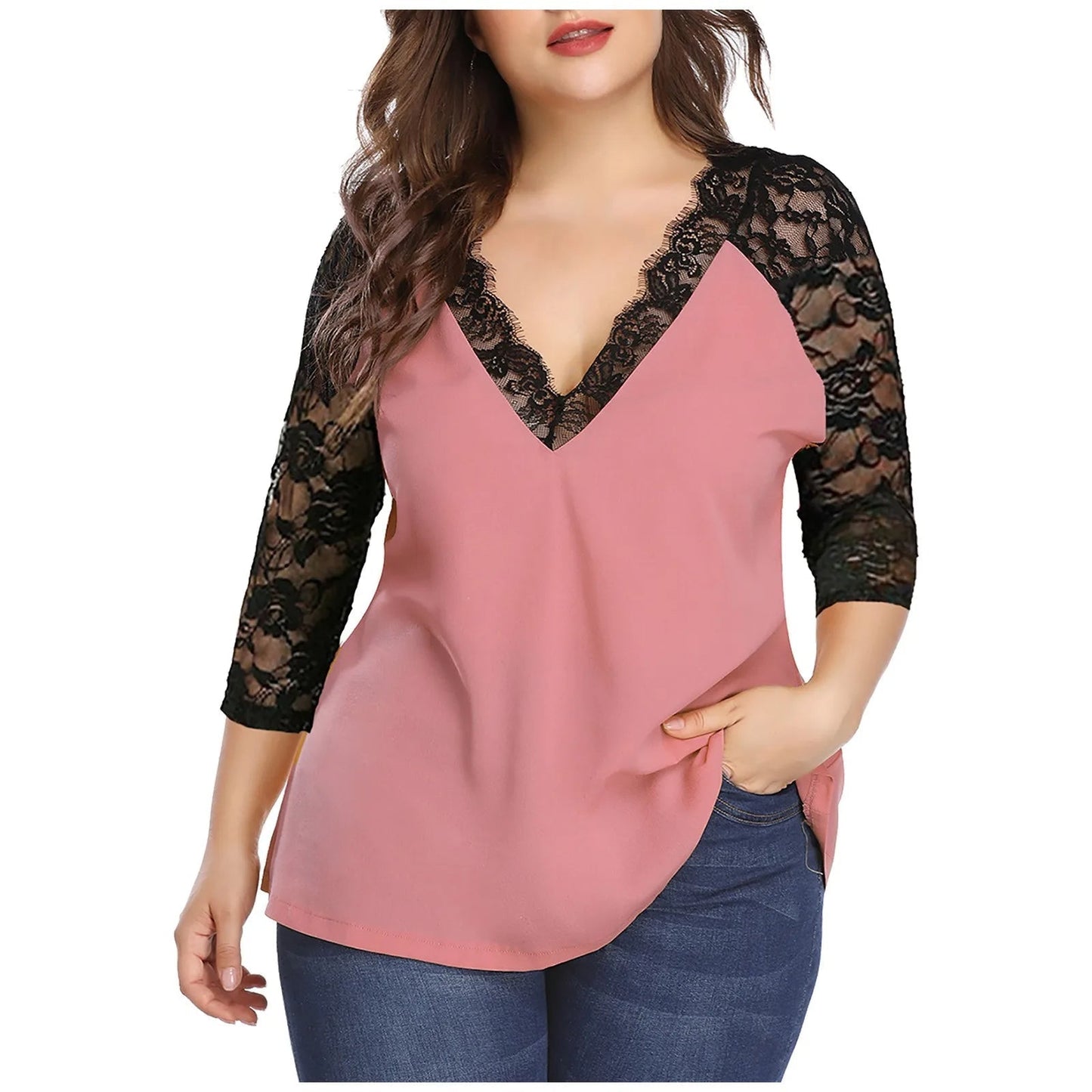 Variant image for Plus Size Blus Modern Stil Polyester Elegant Komfortabel-5