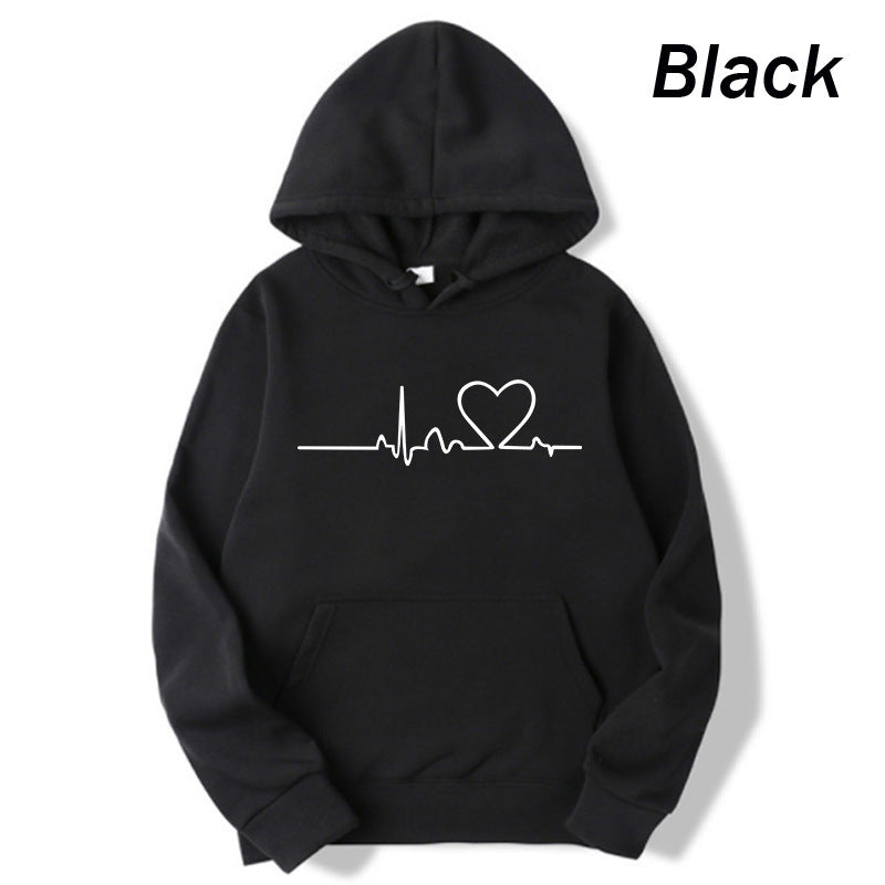 Variant image for Dam Hoodie Hjärtslagstryck Polyester Avslappnad-2