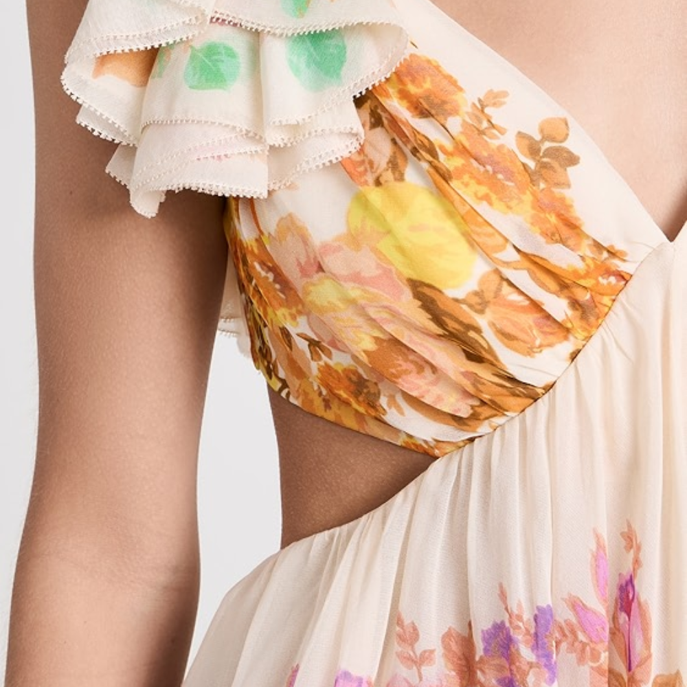 Dam Blommig Klänning Löst Snitt Bomull - Elegant Rynkkast för Sommar och Fest 2