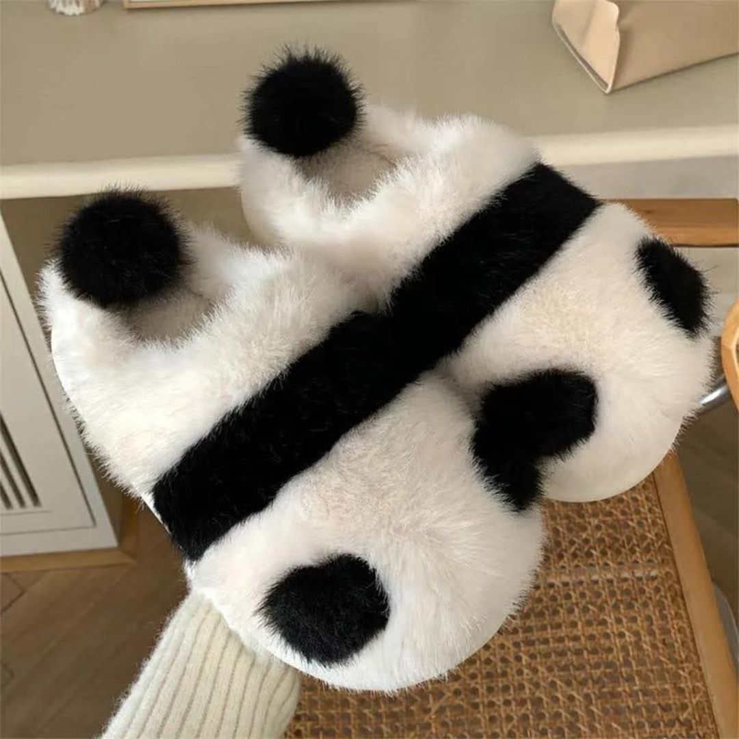 Mysiga Inomhus Tofflor Dam i Plysch med Tecknad Panda Design – Bekväma och Stilsäkra för Hemmet 6