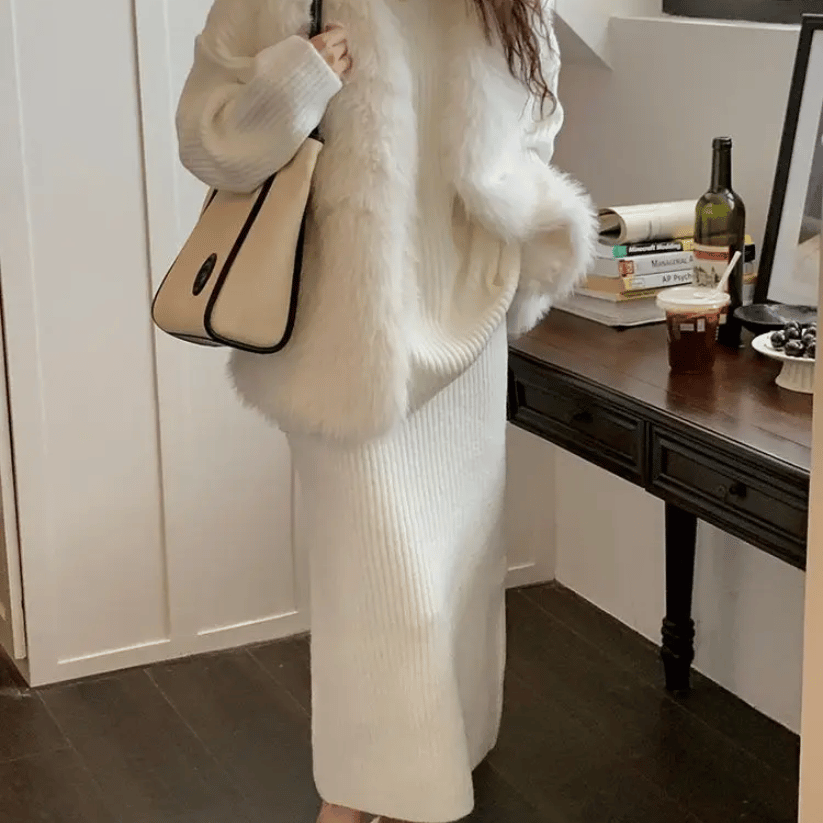 Variant image for Kvinnors Tvådelad Uppsättning Stickad Mjuk Kvalitet-1