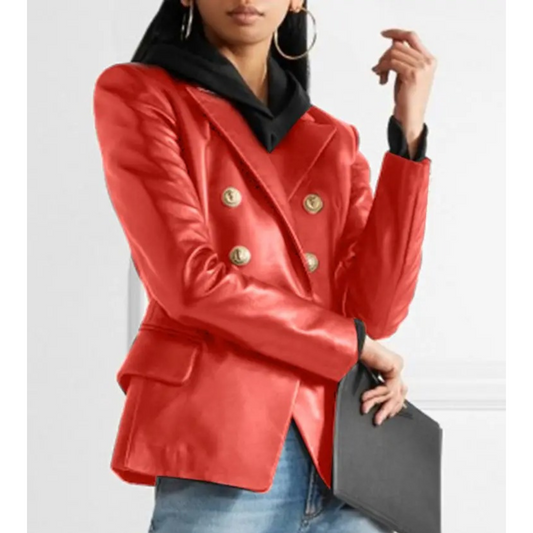 Kvinnor Blazer Dubbelt Bröst Skräddarsydd Polyester-1