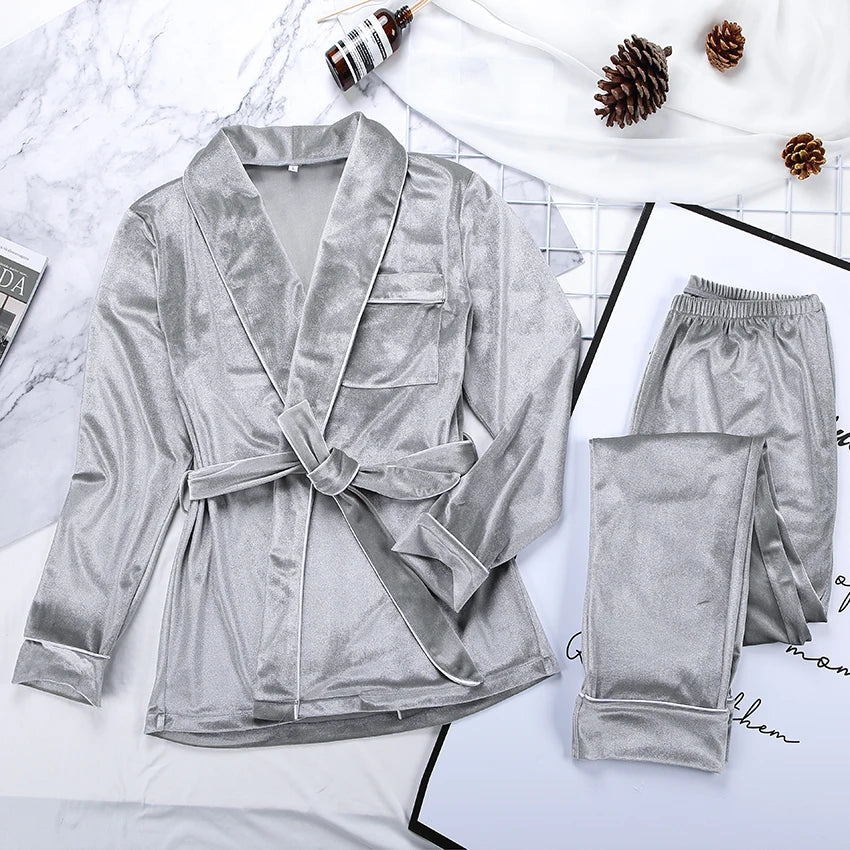 Variant image for Kvinnor Loungewear Set Avslappnad Höststil Mjuk Tygblandning-1