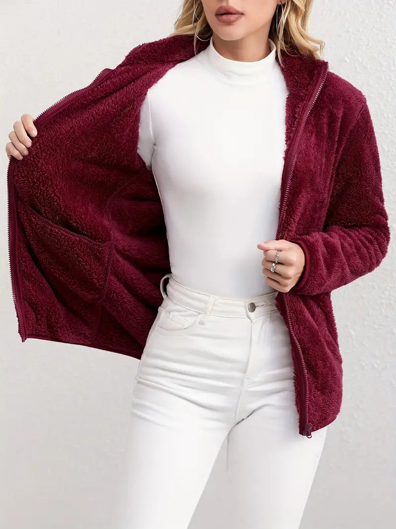 Damjacka Plysch Elegant Snitt Vinterjacka-3