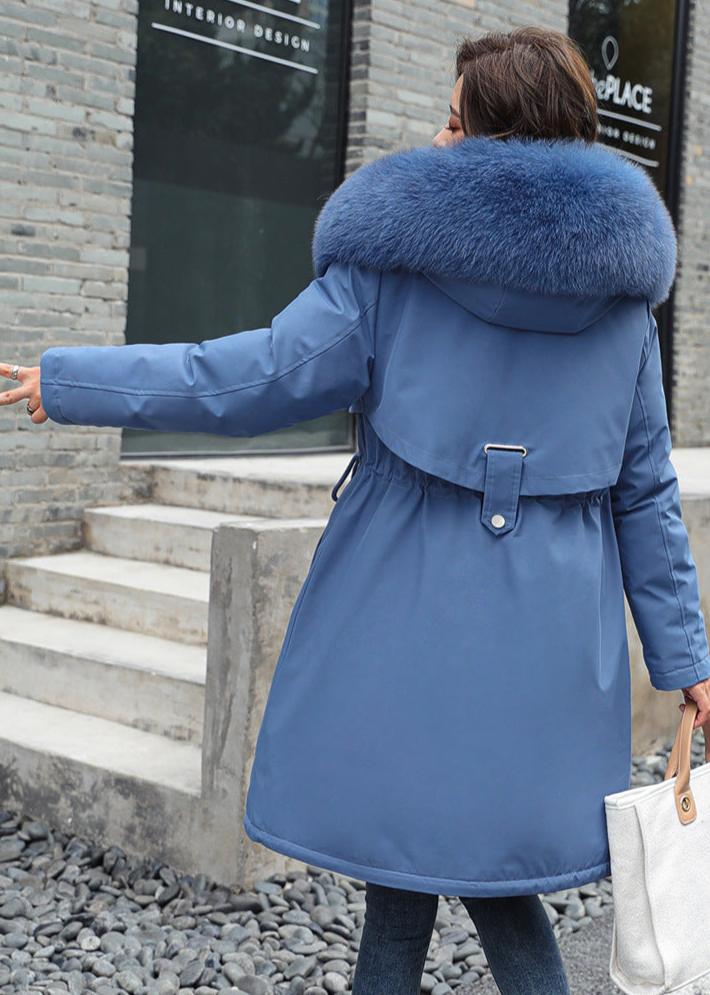 Dam Vinterparkas Medium Längd med Fleecefoder och Konstpäls-2