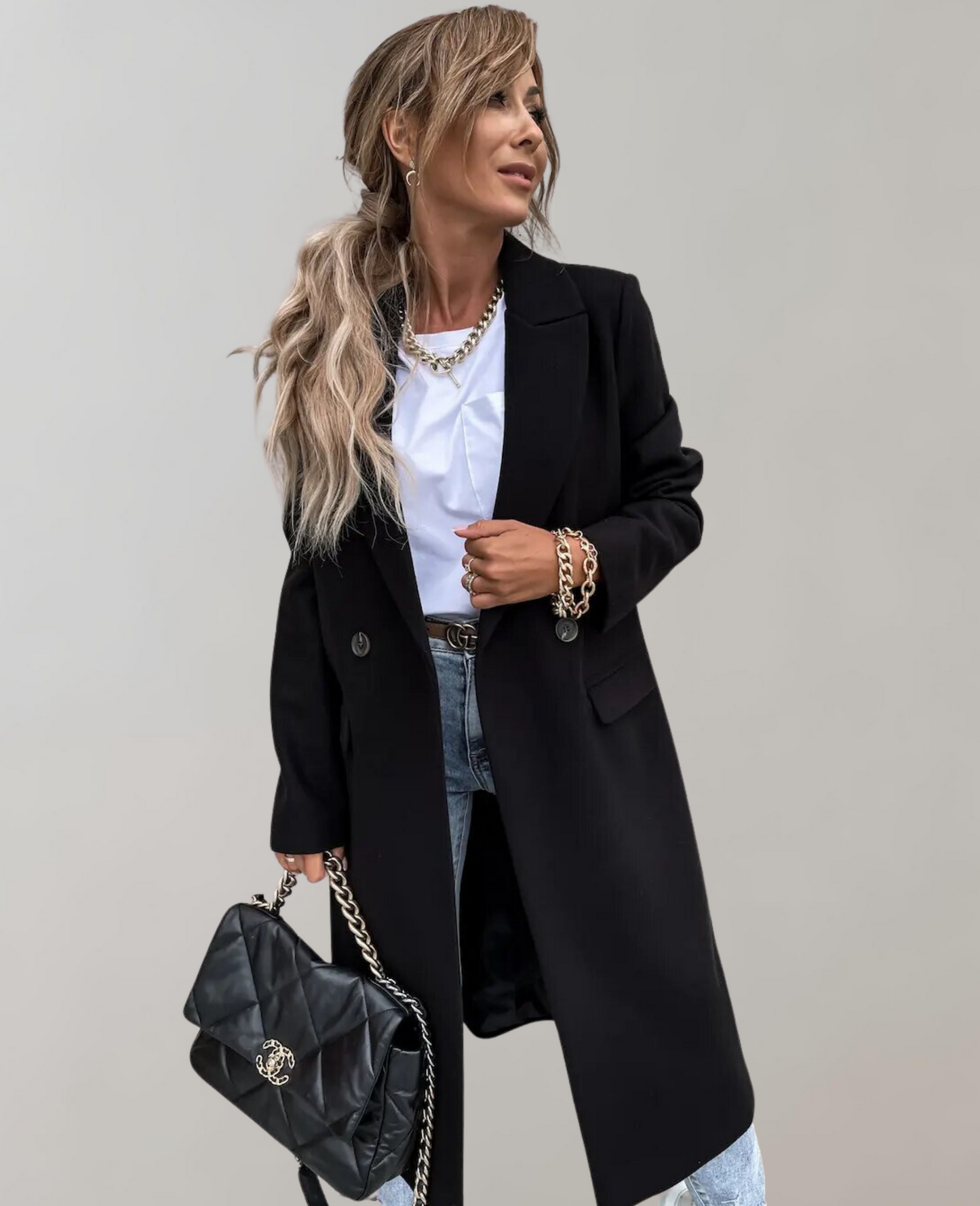 Lång Vinterrock Dam Elegant Design Högkvalitativt Material 2