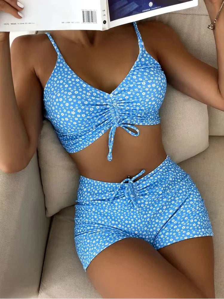 Dam Bikini Blomtryck Modern Polyester-2