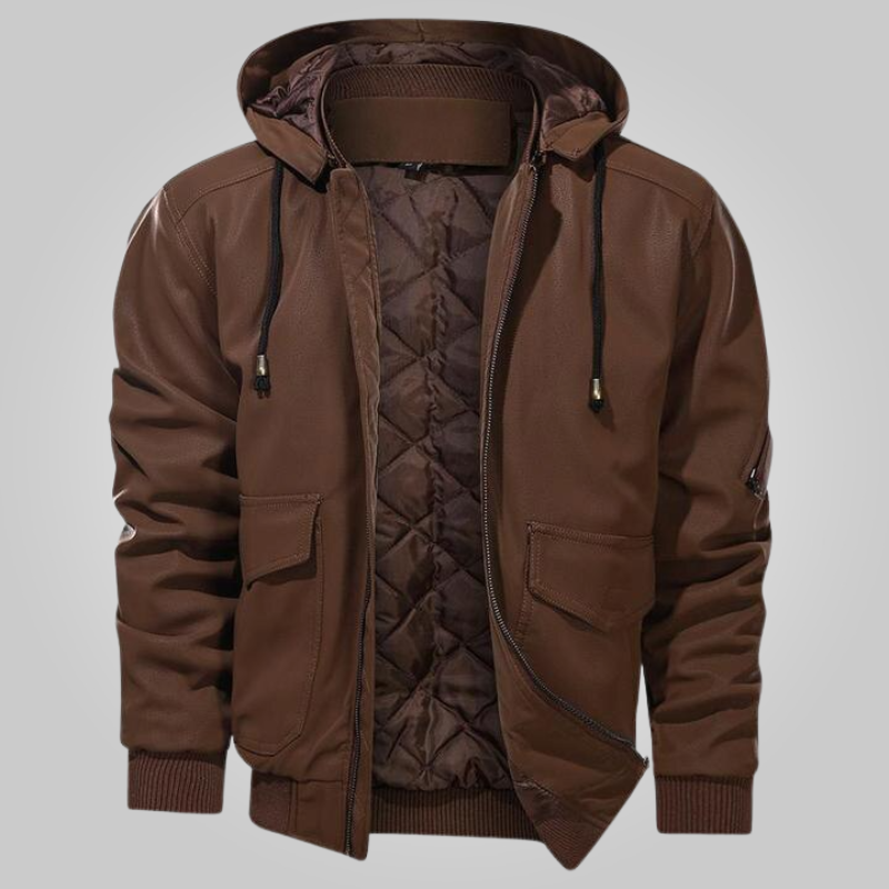 Dam Vildmarkjacka Vintage Läder Quiltad Stil-2