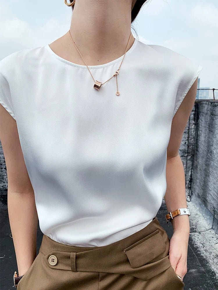 Dam Topp Andningsbar Mjuk Polyester Stilren-2