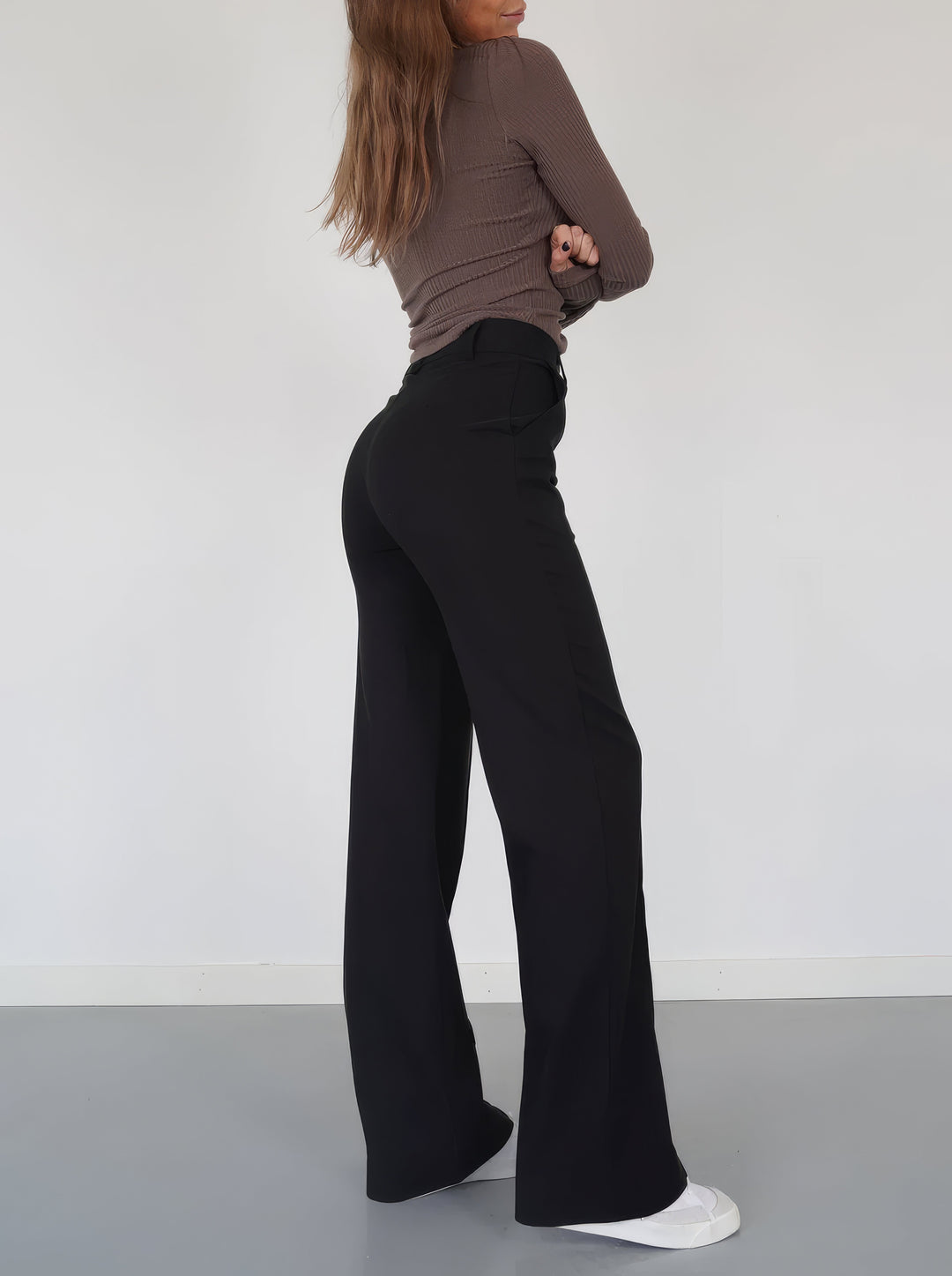 Kvinnors Vardagsbyxor Elastisk Polyester-2