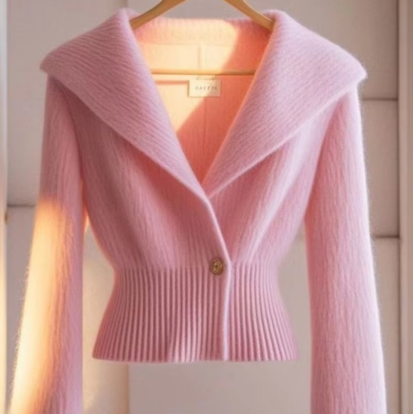 Kvinnojacka Knappstängning Ull Klassisk-3