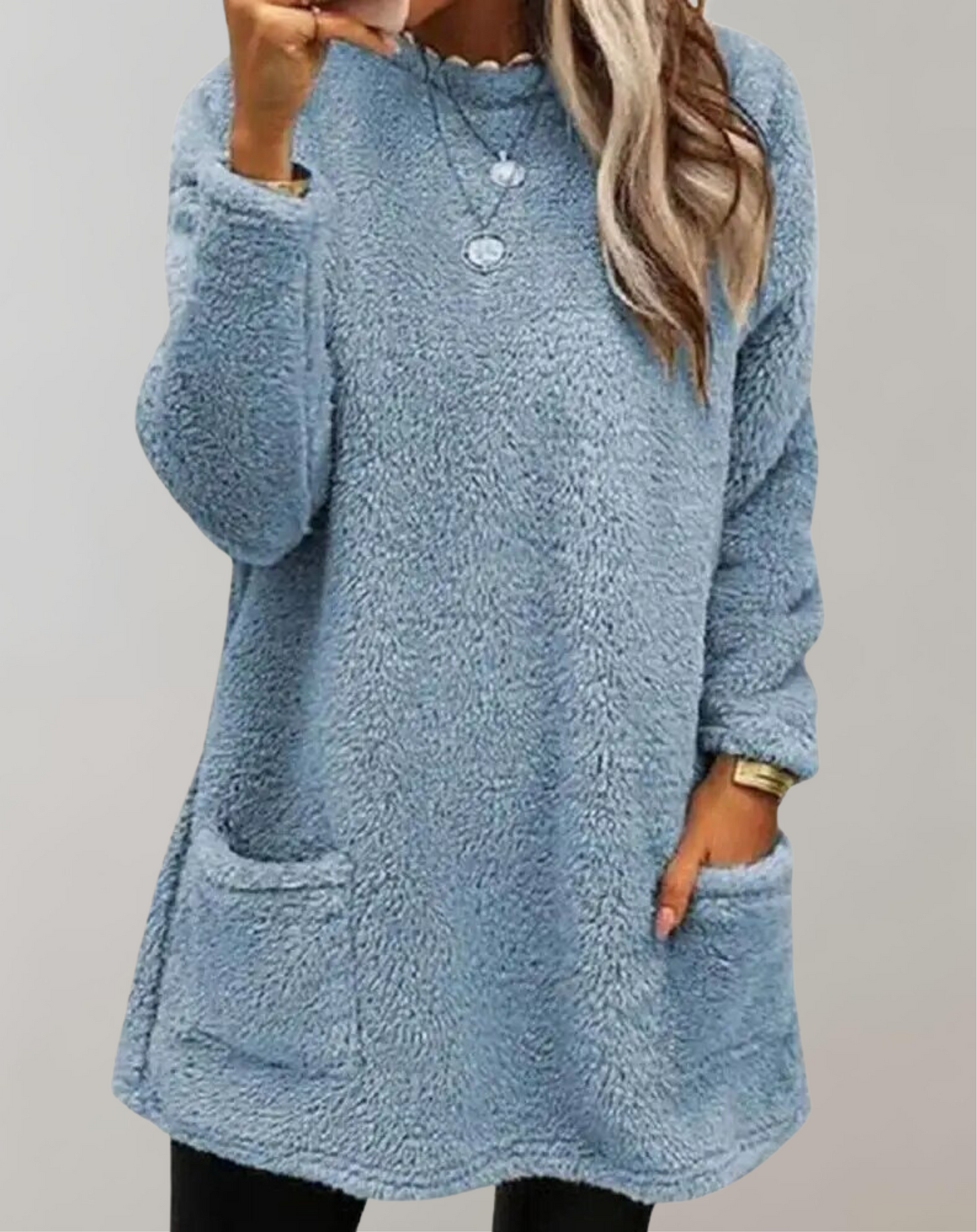 Dam Tröja Avslappnad Plysch 100% Polyester-1