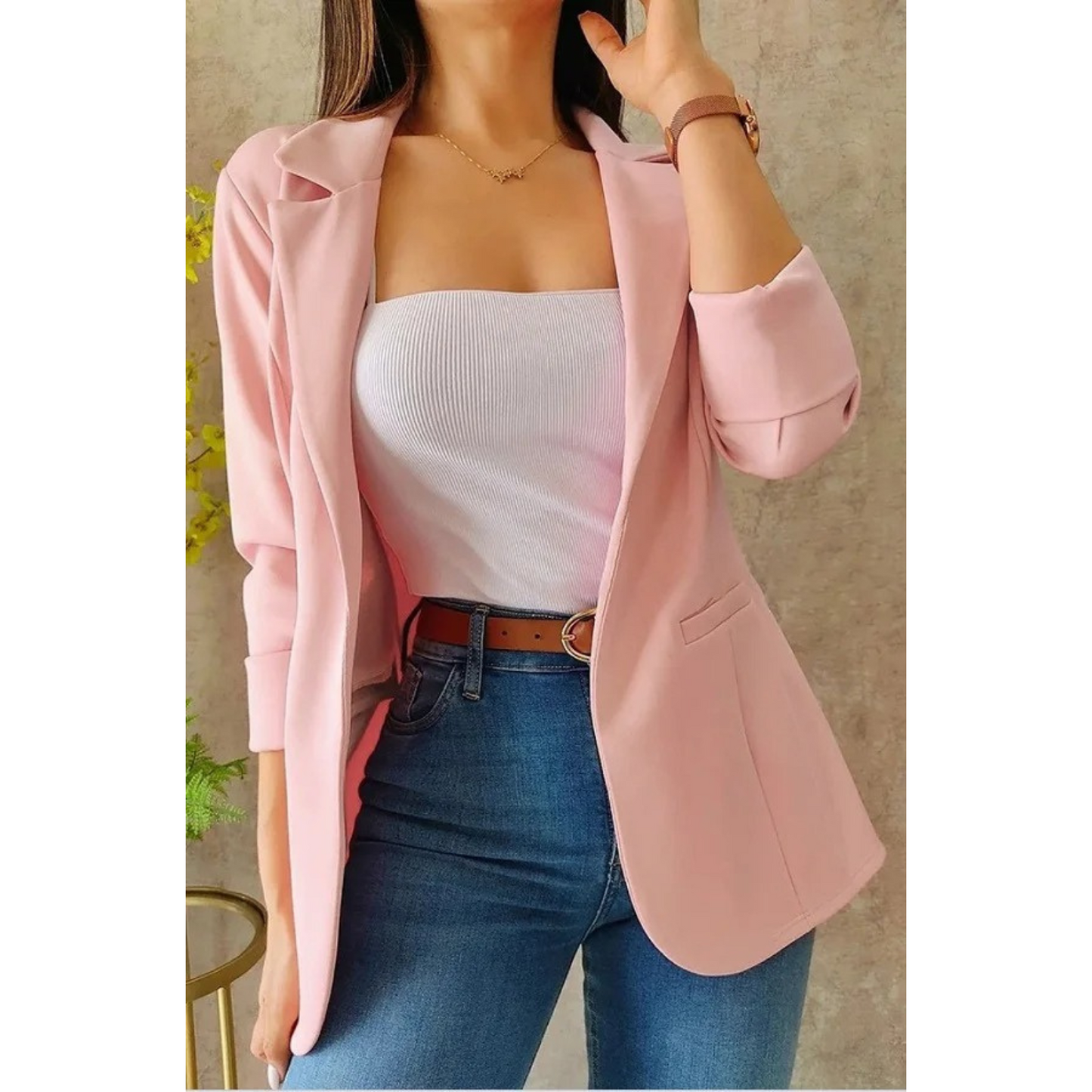 Variant image for Dam Blazer Vintage Stil Högkvalitativt Tyg Elegant Design-7