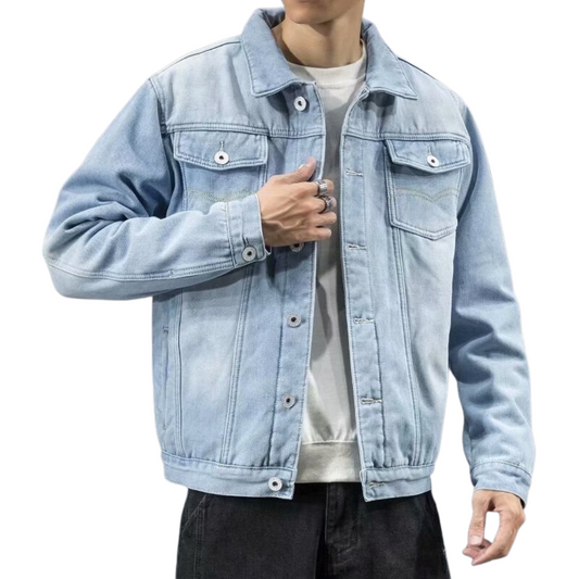 Herrjacka Denim Klassisk Stil Högkvalitativ Material 1