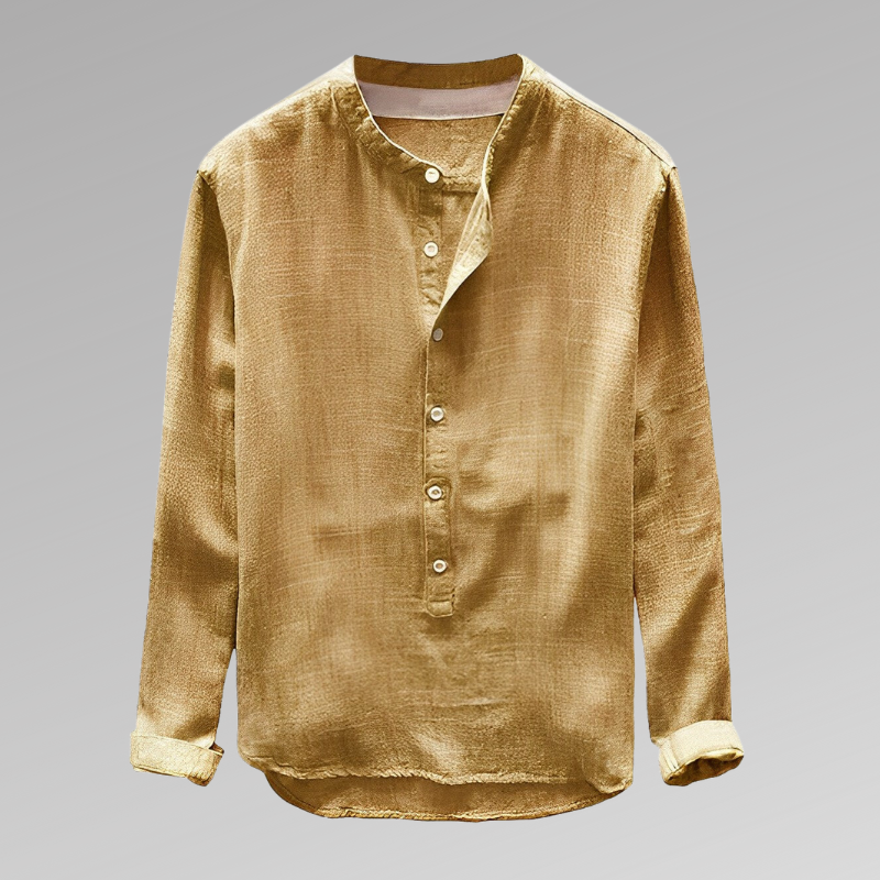 Herrskjorta Denim Lös Passform Klassisk Krage-6