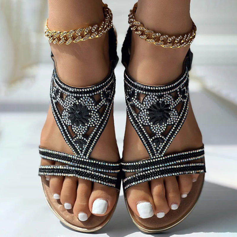 Dam Fritidssandaler med Strass Detaljer Syntetiskt Läder 2