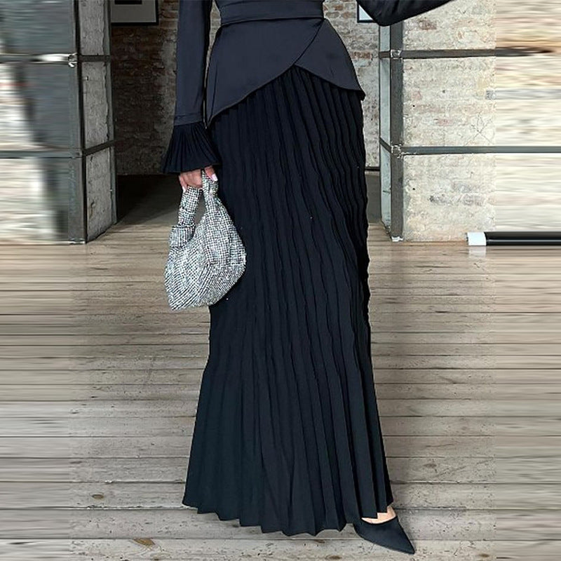 Damkjol Veckad Design Polyester Cirkulär Halsringning-2