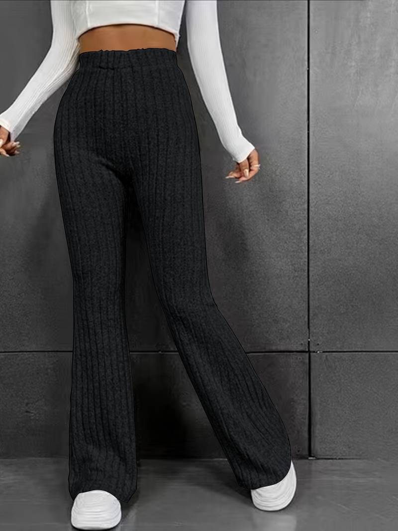 Snygga Byxor Dam Vintage Stil Bred Ben Stretchmaterial-3