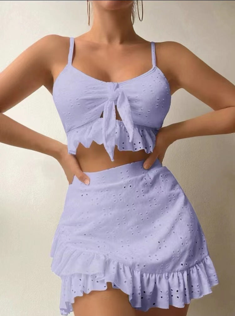 Baddräkt Dam 3-delad med Ruffles och Rock i Högkvalitativ Polyester-3