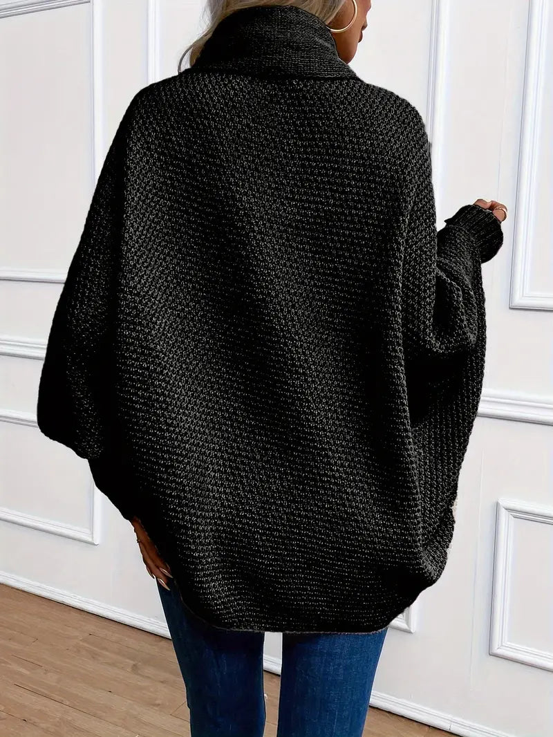 Stickad Väst Dam Långärmad Loose Fit Akryl-3