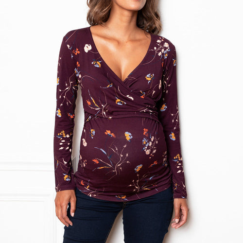 Dam Skjorta Långärmad V-ringning Bomull 1