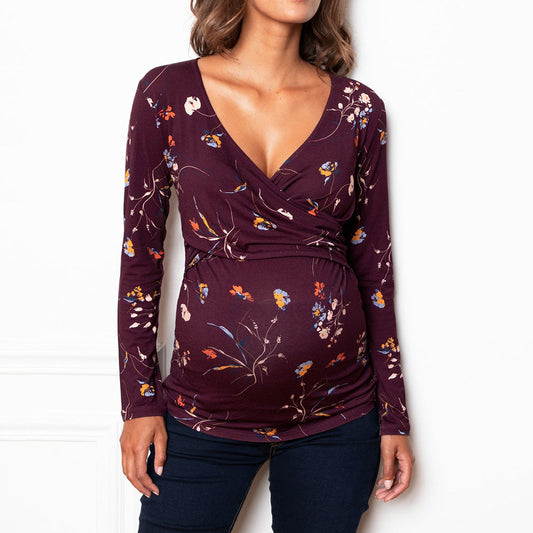 Dam Skjorta Långärmad V-ringning Bomull 1