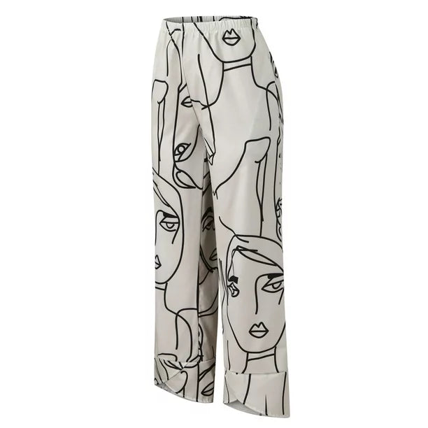 Dam Byxor Lösa med Resår i Midjan Snygga och Luftiga 100% Bomull-3