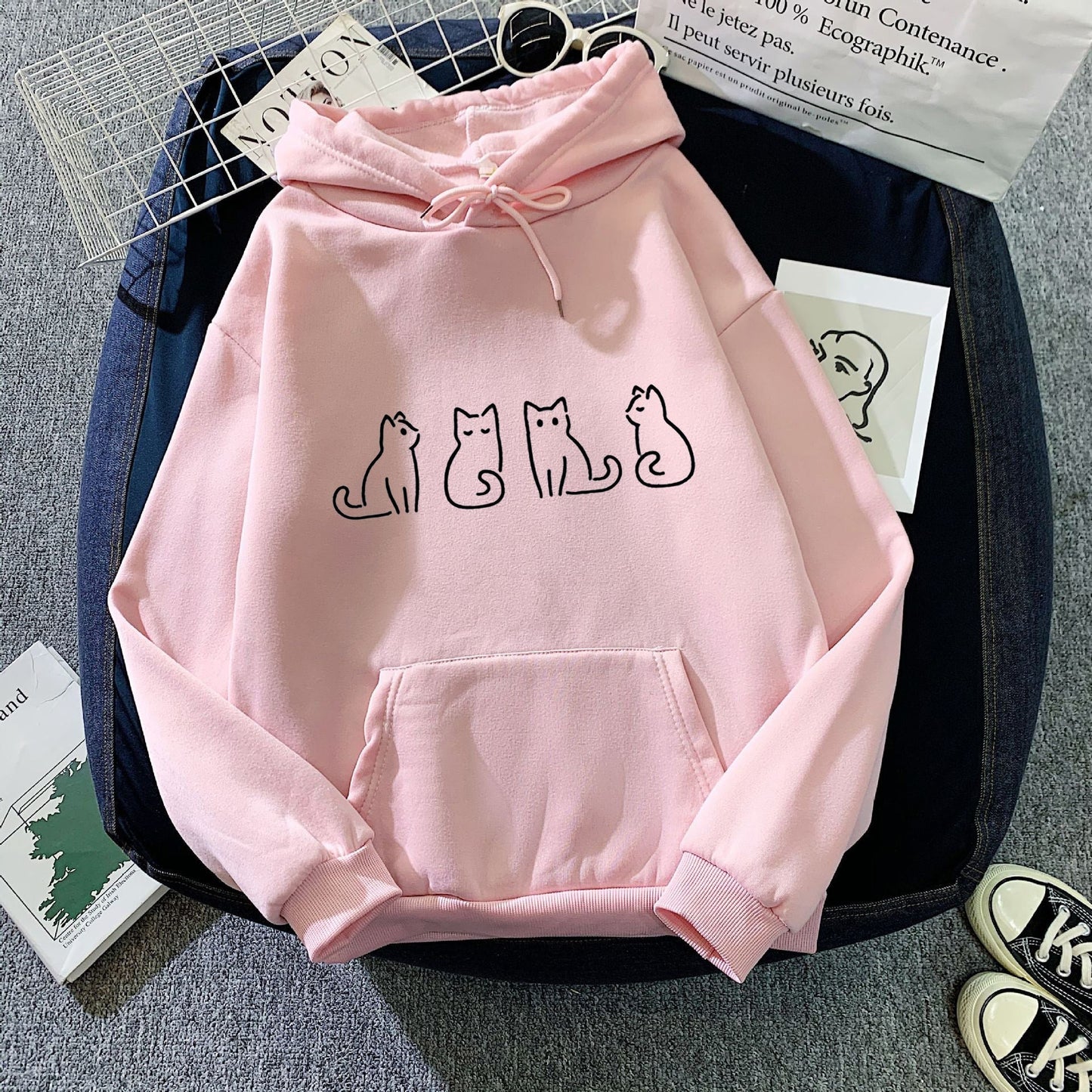 Variant image for Dam Lång Hoodie Avslappnad Stil 100% Bomull-31