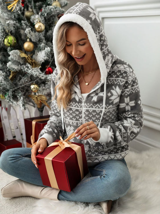 Dam Zip-Hoodie Snöflinga 100% Bomull-1