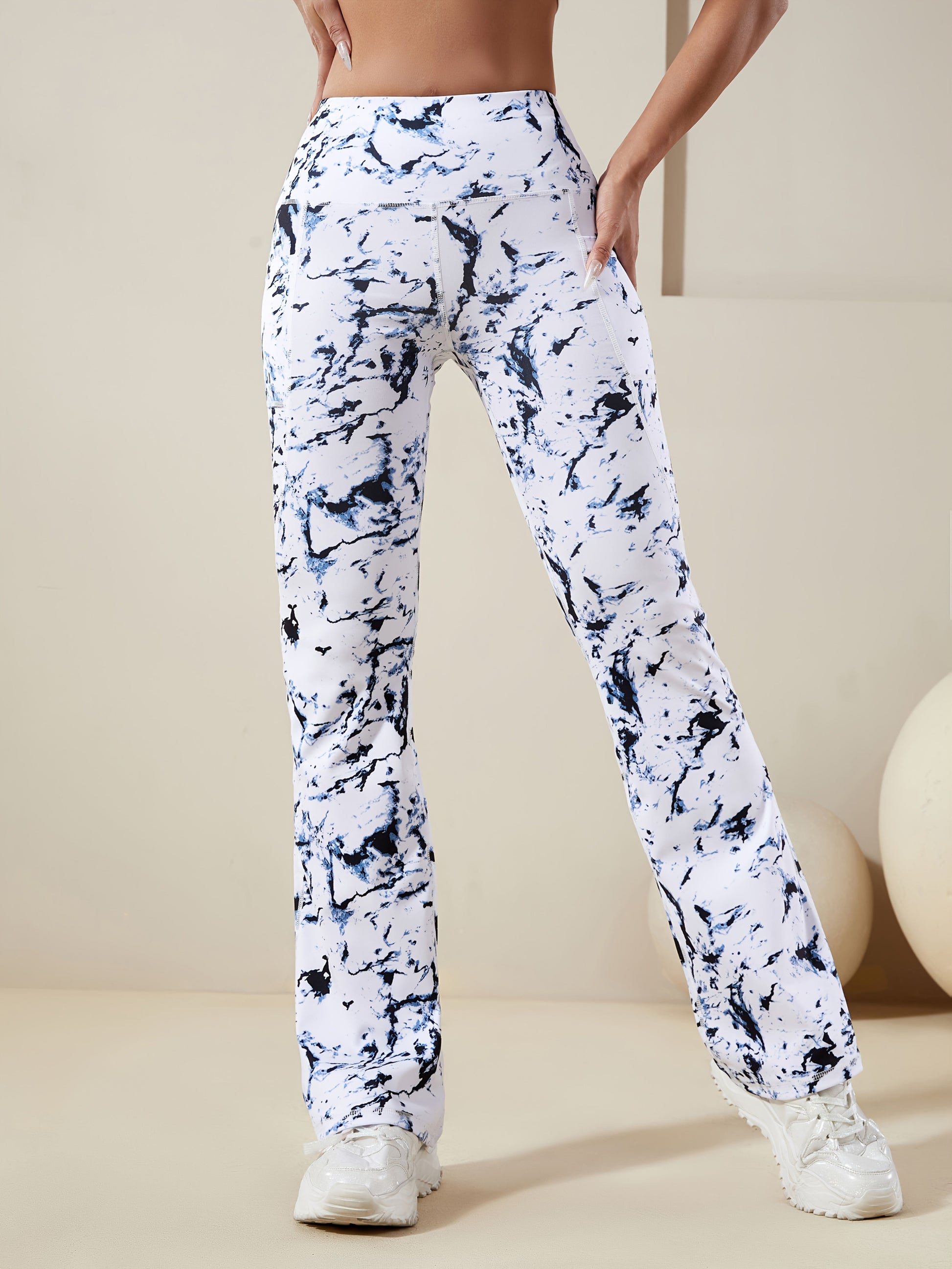 Variant image for Dam Flared Yoga-byxor Hög Midja i Batikdesign Polyester-7